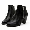 Stivali da donna Tacco grosso Stivaletti Stivaletti retrò con tacco alto Stivali outdoor in pelle PU Cerniera Casual Scarpe da donna Botas Mujer
