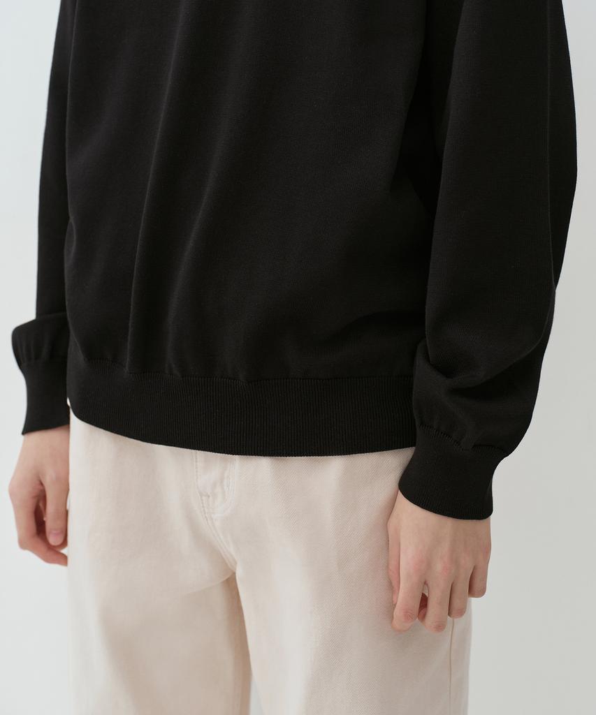 MUSINSA STANDARD Washable Supima Cotton Long Sleeve Knitted Polo Shirt [Black]