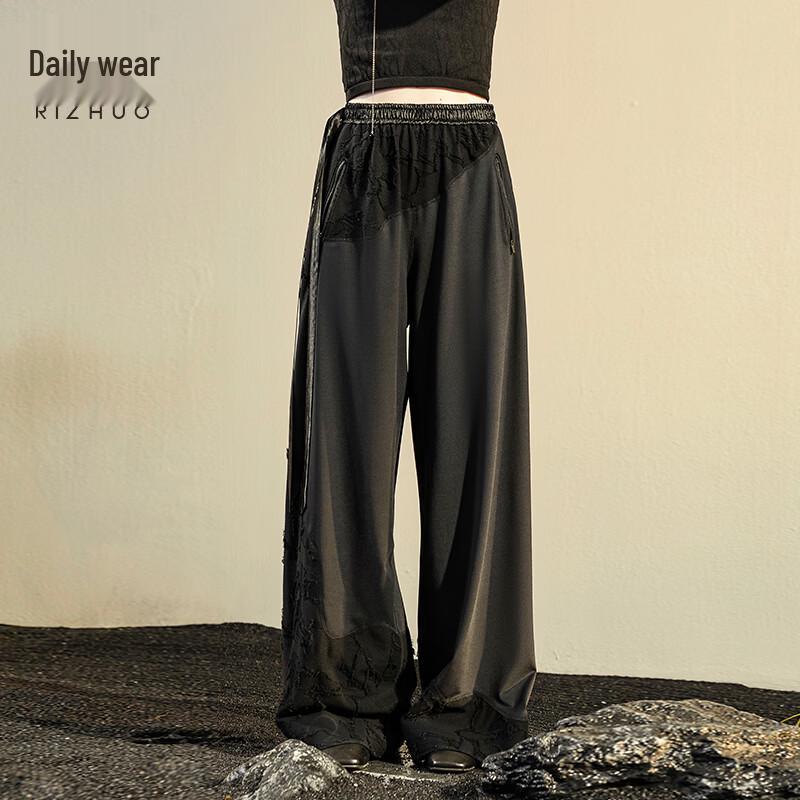 Rizhuo Women s High-Waist Loose Wide-Leg Pants M
