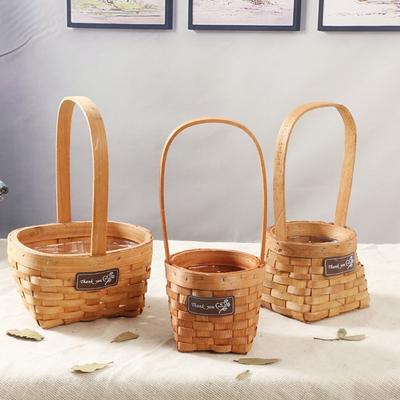 With Handle Willow Weaving Flower Basket  Home Decoration /Restaurant Serving Tabletop Display