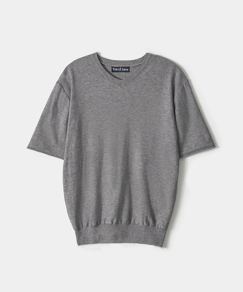 TRIP LE SENS Centre Line Summer V-Neck Half Knit_White