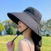 Women Summer Sun Hat Solid Color Fisherman Cap Ladies Visors High Quality Anti-UV Wide Brim Neck Protection Sunshade Hats