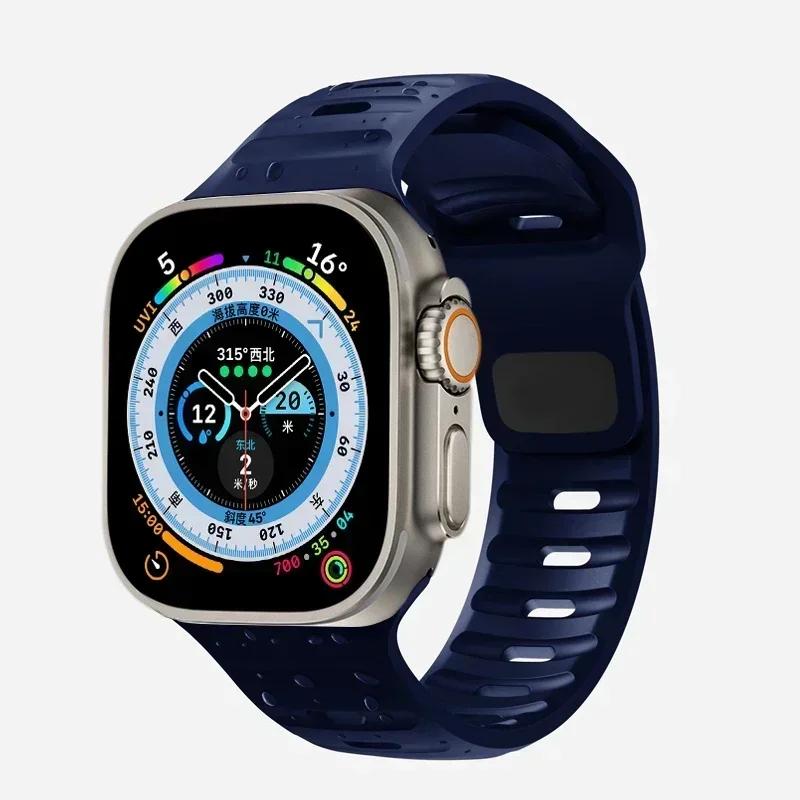 Soft Silicone Strap For Apple Watch Band Ultra 2 49mm 44mm 45mm 42mm 41mm 42mm sport Watchband iwatch Serise 5 6 7 8 9 bracelet