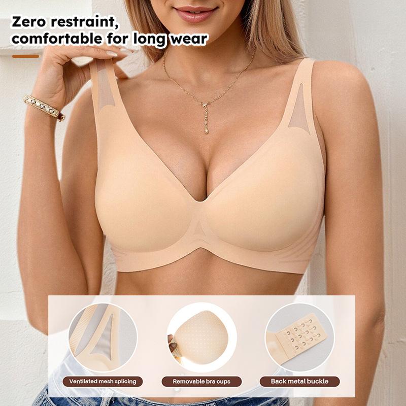 European Size Seamless Soft Support Bra for Women Gathered Lifting Anti-Sagging Intimates with Side Bust Coverage