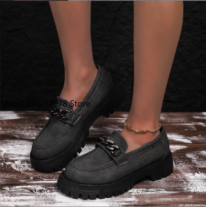 Fashion 2025 Women's Loafers  Spring British Style Slip On Platform Mary Jane Shoes Woman Japanese Jk Uniform Lolita Shoes Plus Size 43