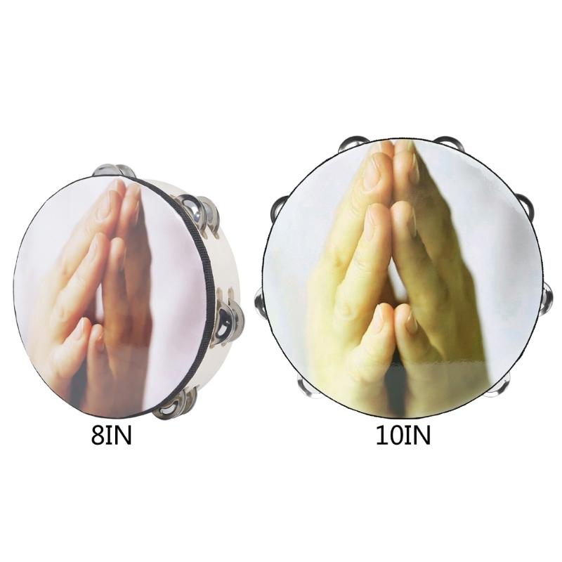  Bells Drum Handheld Tambourine Freestyles Hand Bells Musical Percussion Instrument for Family Party Child Tambourine