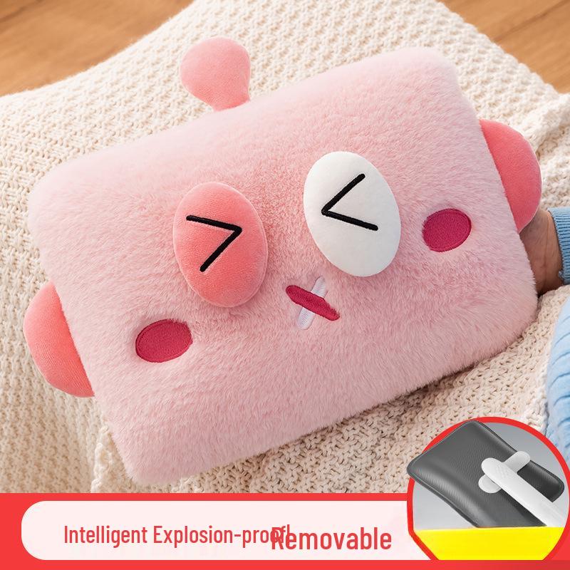 Rechargeable Plush Hot Water Bottle Hand Warmer - Cute Explosion-Proof Design for Baby Girls, Winter Use.