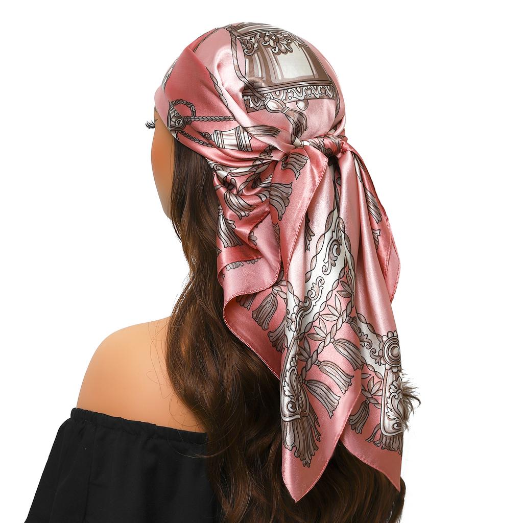 Silk Scarves Women Luxury Brand Summer Fashion Designer Head/Hair Scarf 90*90cm Hijab Bandana Cheveux Foulard Femme 90X90CM