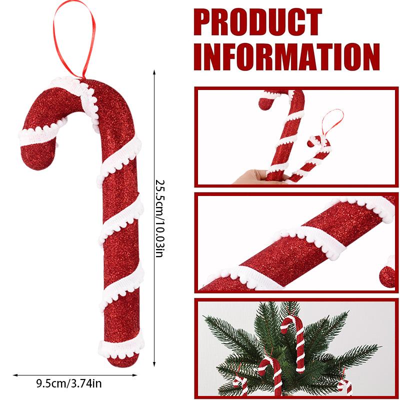 1-5Pcs Red White Candy Cane Hanging Pendant Xmas Tree DIY Ornaments Merry Christmas Home Decoration New Year Holiday Supplies