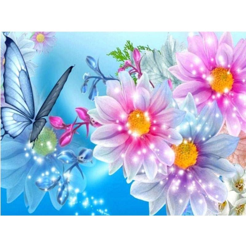 5D DIY Diamond Painting Pretty Butterfly Flower Art Diamond Embroidery Cross Stitch Kit Full Rhinestone Mosaic Home Decor