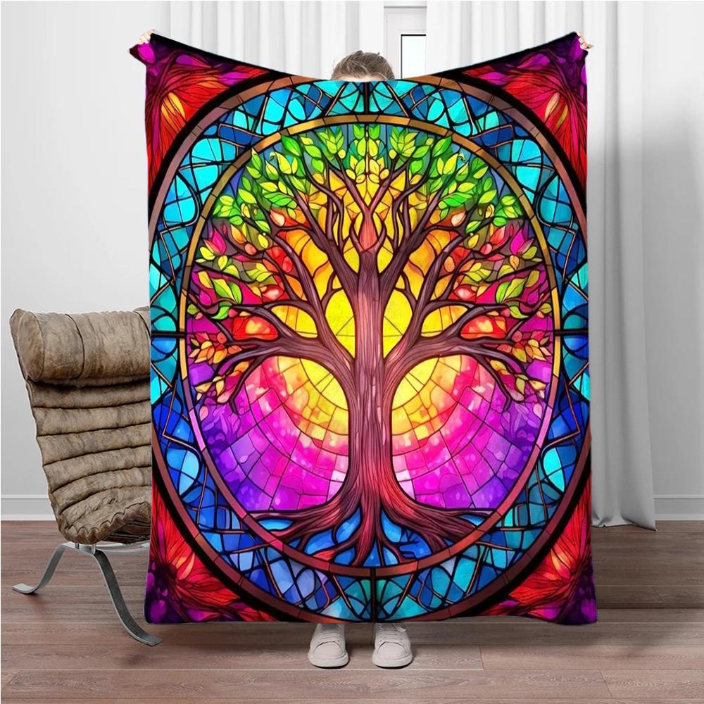 3D Abstract Tree Of Life Flannel Blanket Fluffy Children Sofa Plush Bedspread Throw Lunch Blanket for Sofa Bed Nap Cover Kids 75x90cm