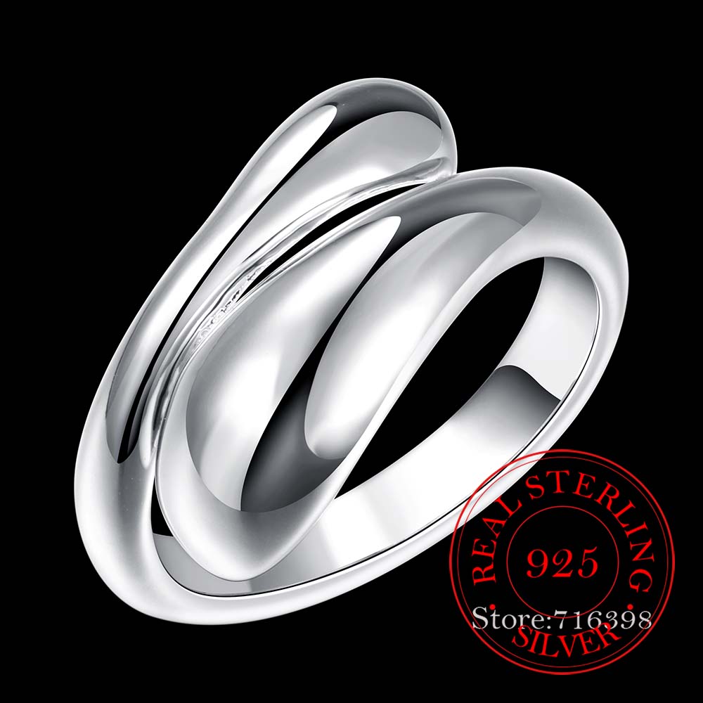 Water Drop 925 Sterling Silver Rings for Women Bijoux, Cute Opening Adjustable Ring Anillos De Plata 925 Anel Feminino Jewelry