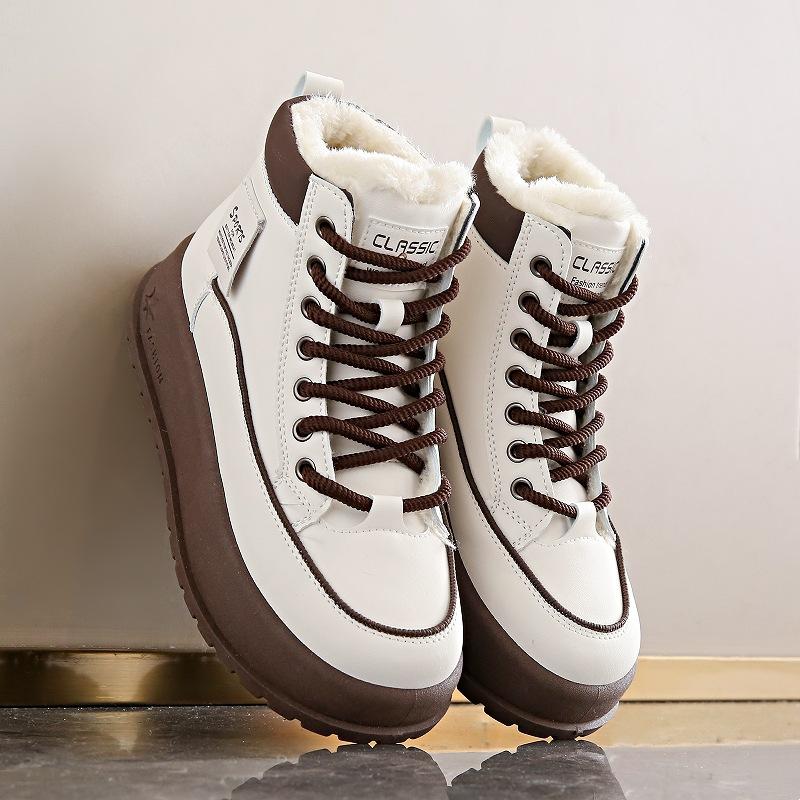 

Осень и зима новые дышащие студенческие кроссовки на высокой подошве, универсальные, бархатные, утолщенные, высокие, теплые, с мягкой подошвой, зимние ботинки 40 белый