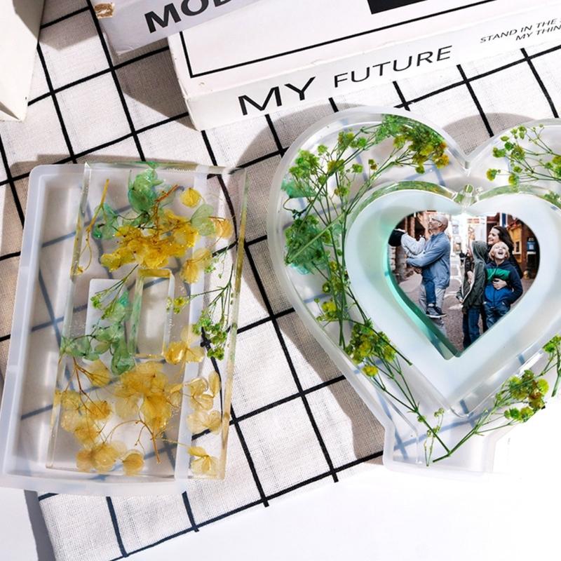 Heart Photo Frame Silicone Mold DIY Craft Epoxy Resin Casting Molds Ornaments Colorful Chain Jewelry Making Tool Supply