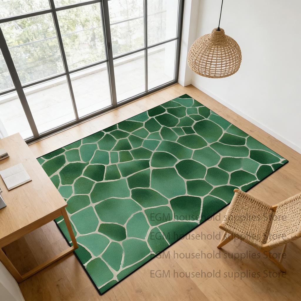 Retro Green Carpet Abstract Living Room Decoration Soft Rugs Bedroom Anti-slip Washable Customizable Dining Room Floor Mat Study
