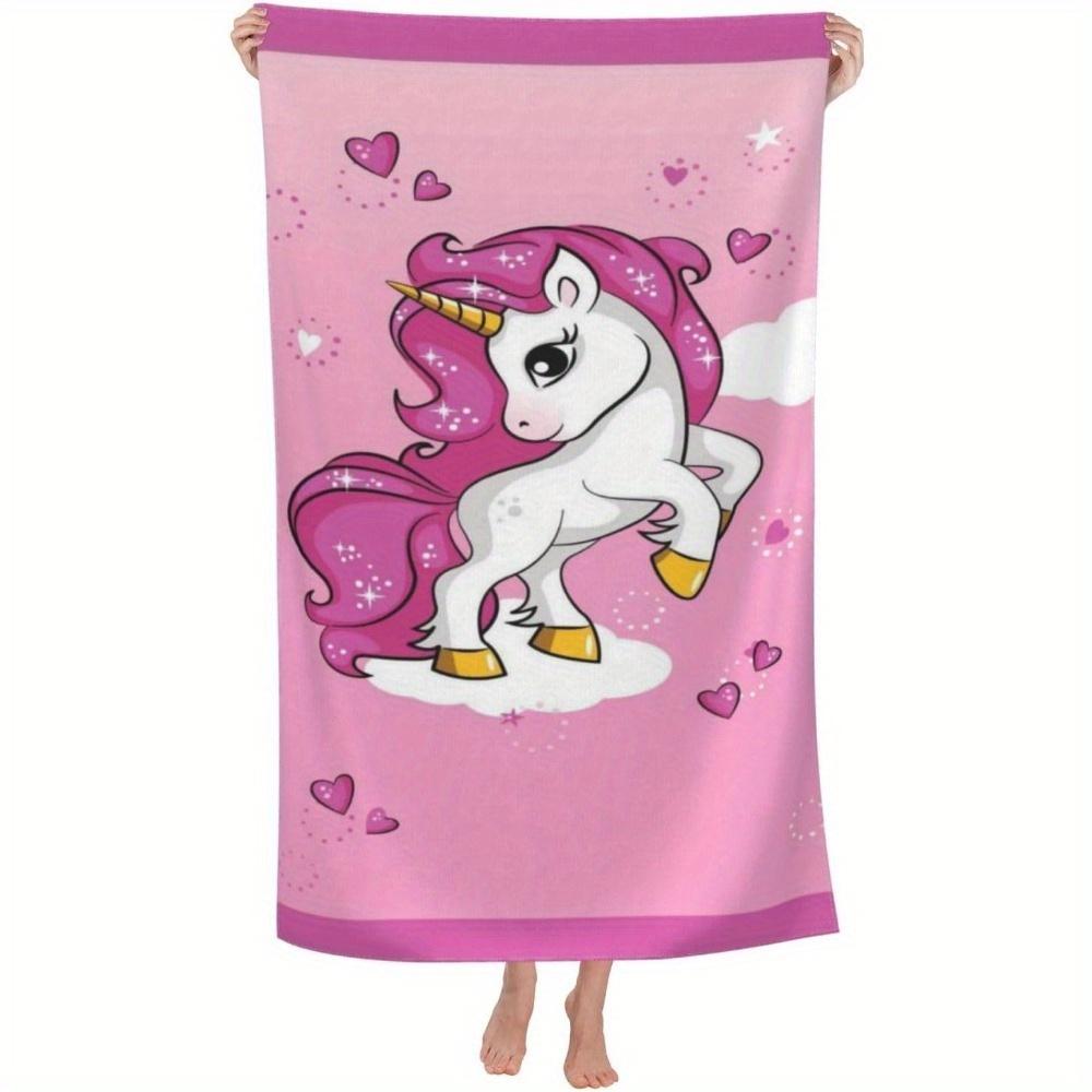 1pc Cute Unicorn-Printed Pink Beach Towel for Summer Fun, The Beach Is Soft, Absorbent and Quick-drying-suitable for Swimming
