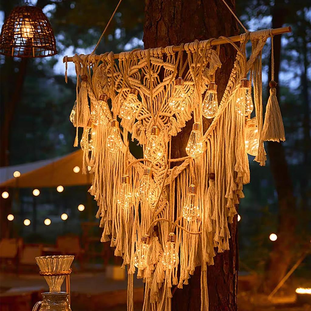 Solar Outdoor String Light Vintage Hemp Rope Garden Decor Lamp 7M 16Bulb Waterproof Fairy Light for Patio Gazebo Fence Yard