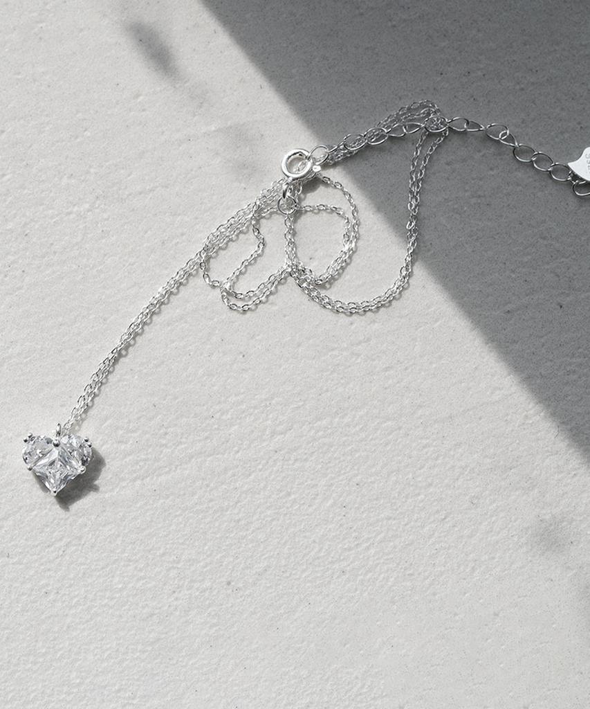 Alleun Silver 925 Cubic Heart Pendant Chain Bold Silver Necklace