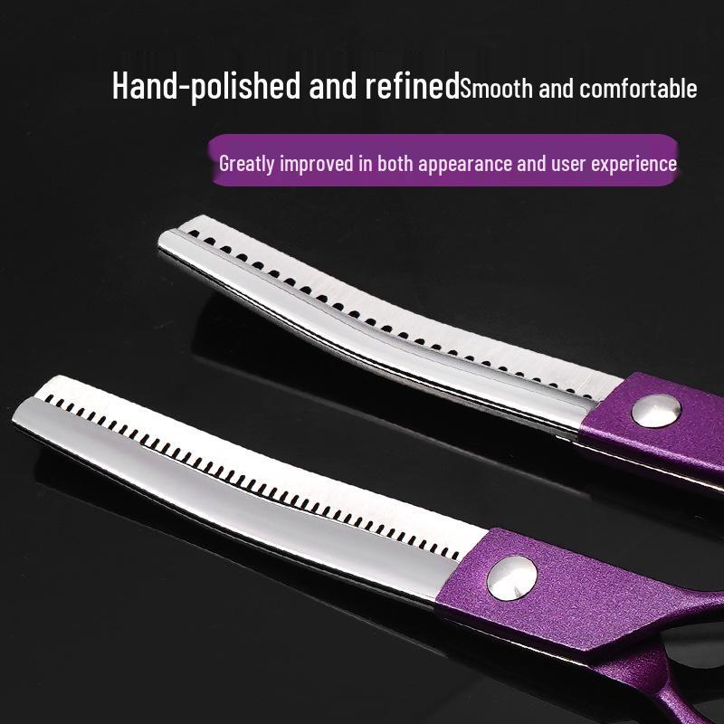 6.5-Inch Purple Pet Grooming Scissors Set: Curved, Upward, Downward, Thinning & Shaping Scissors