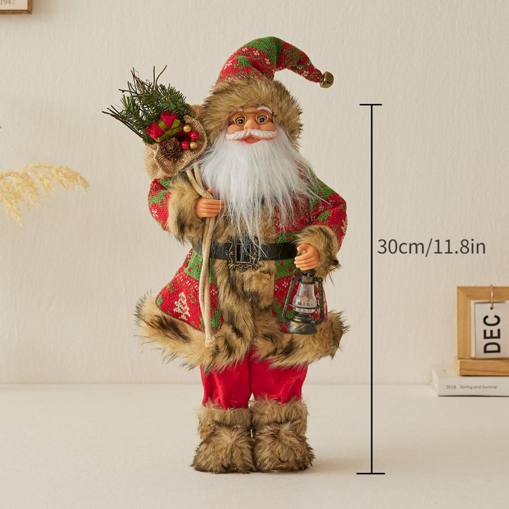 Santa Claus Ornament - Classic Variety of Designs, Holding a Gift or Welcome Sign) - Heavy Duty Base Indoor and Outdoor Home Gar