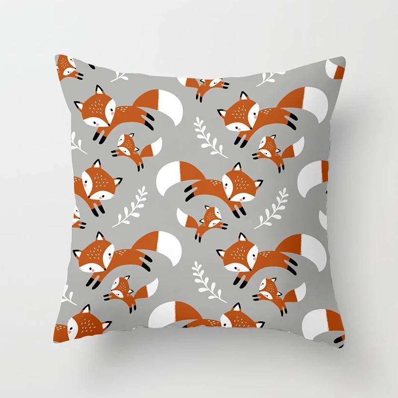 Cartoon Little Fox Decorative Pillowcase Car Ornaments Office Living Room Sofa Home Pillowcase
