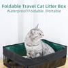 Travel Litter Box Foldable Cat Litter Box Leakproof Low Entry Carrier Odor Control Tray Portable For Travel Car Kittens Indoor