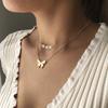 Fashion Trend Personality Double Layer Imitation Pearl Butterfly Pendant Necklace Clavicle Chain Party Jewelry Exquisite Gifts
