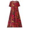 Plus Size Summer Woman Dress Vintage Short Sleeve Print Female Loose Casual Floral Dresses
