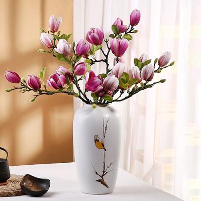 Simulated Decorative Bouquet 4 Heads Magnolia Branches Realistic Touch Flower Bud Landscape Vase Living Room Decor Floral Art