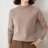 Hirsionsan Weiche Kaschmir Hälfte Rollkragen Stricken Pullover Pullover Frauen Lose Feste Koreanische Grundlegende Pullover Weibliche Einfache Warme Jumper