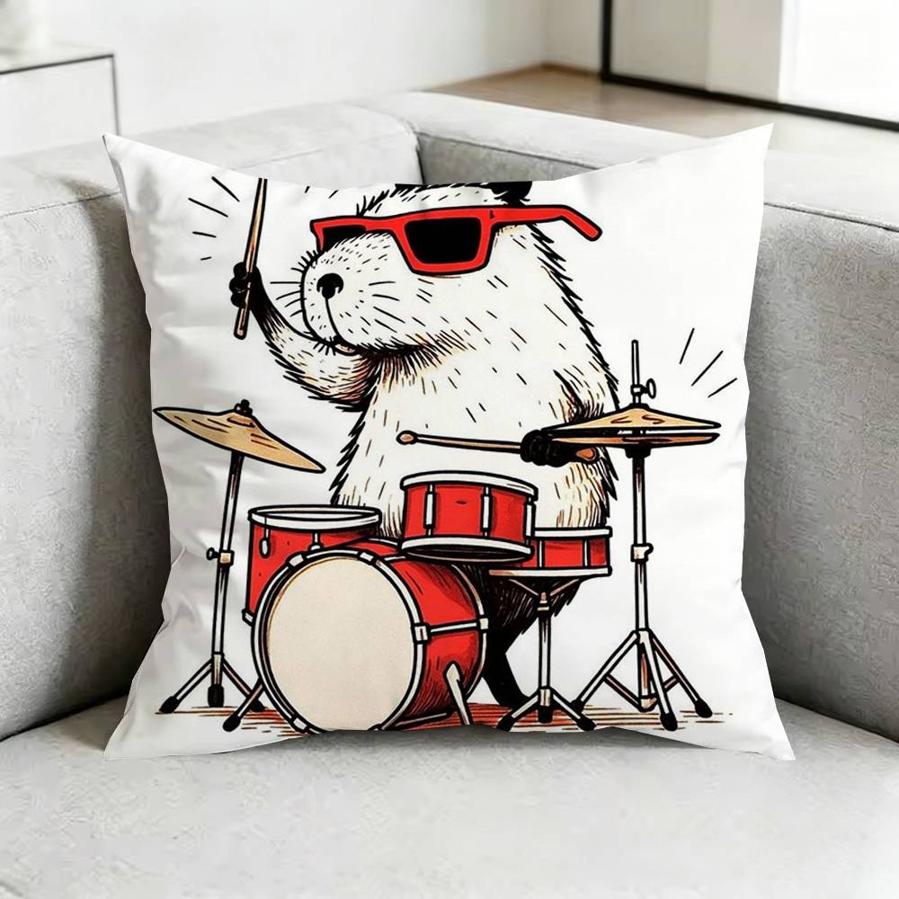 CapybaraA CCartoon Pillow Case Square DoubleSided Sofa Cushion Cover Bedroom Bedside Pillow Gift