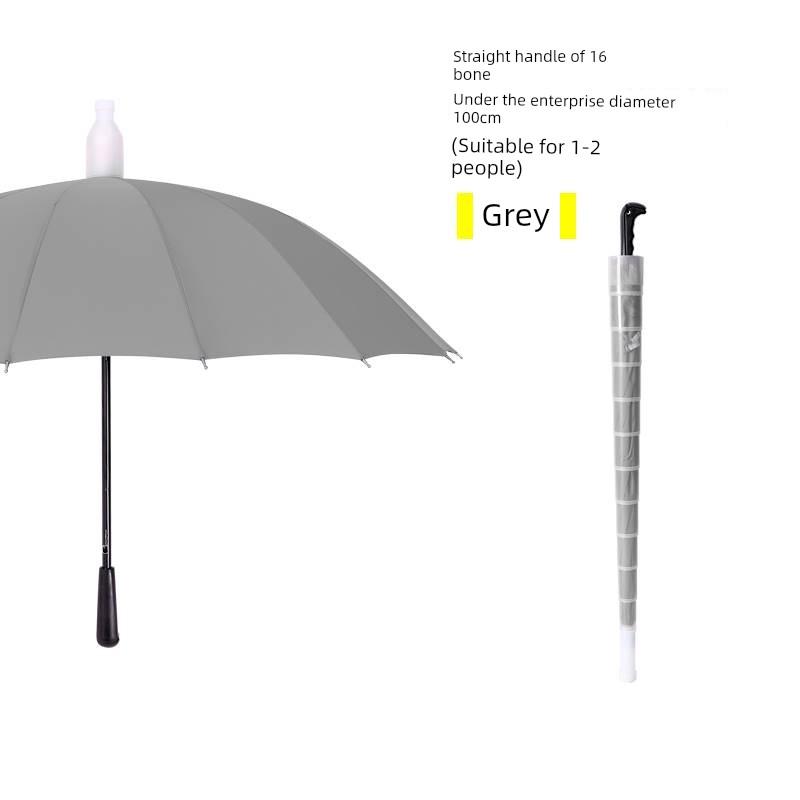 Waterproof Umbrella for Men and Women, Double Automatic Large Car-Mounted 16-Rib Long Handle Umbrella, Oversized Black Umbrella for Men and Women