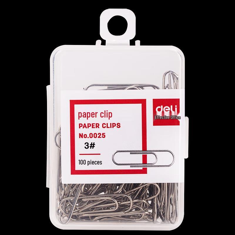 Deli 29mm Nickel-Plated Paper Clips, 100 Count (20-Box Pack)