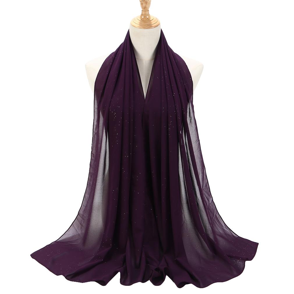 Women's Chiffon Shawl, Glitter Gold Powder Scarf, Chiffon Hijab for Party/Beach
