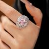 Peach Pink Zirconia Flower Ring - High-End, Fashionable, Elegant Jewelry for Women