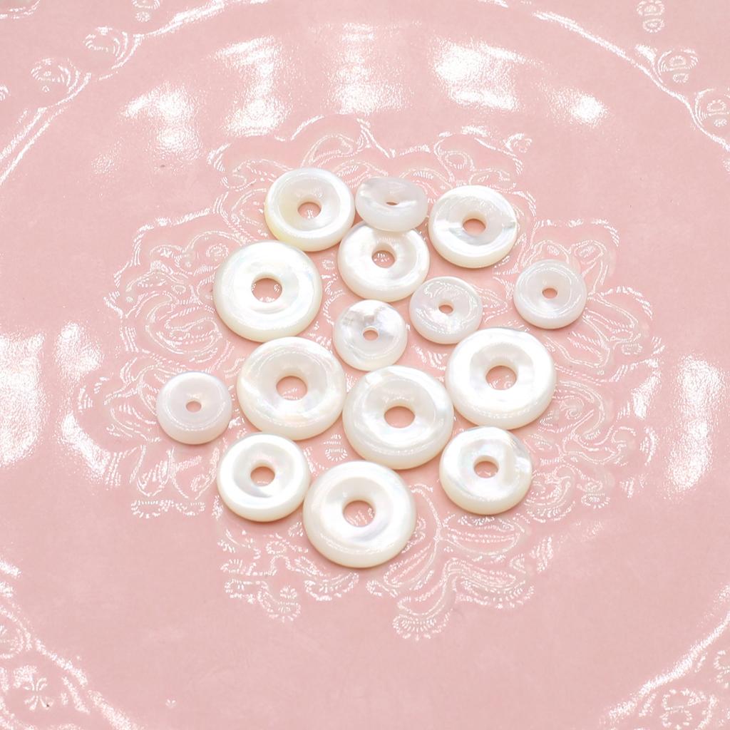 5Pcs Mini Round Natural Freshwater Shell Big Hole Loose Beads for Jewelry Making DIY Necklaces Bracelets Earrings Accessories 8-12 Mm