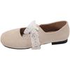 2025 spring retro lace lace-up square head low-heeled ballet shoes genuine leather versatile temperament Mary Jane women's shoes