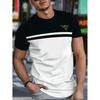 Men's Casual Striped 3D Print T-Shirt - 100% Polyester Short Sleeve Round Neck Tee with Contrast Black & White Stripes