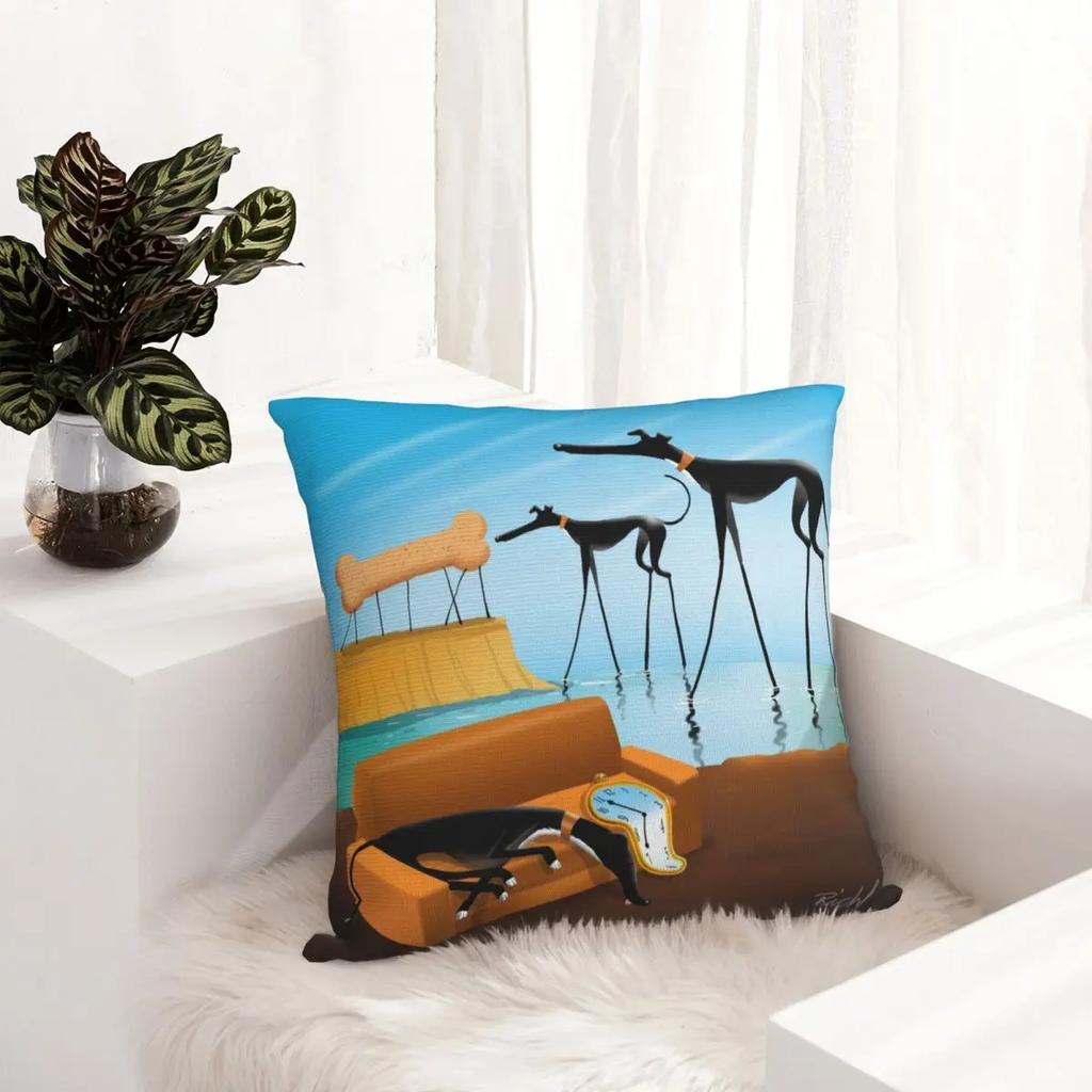 Greylvador Dali  Pillow Cases Greyhound Whippet Lurcher Dog Cushion Covers Novelty Zipper Decorative Pillowcover for Sofa