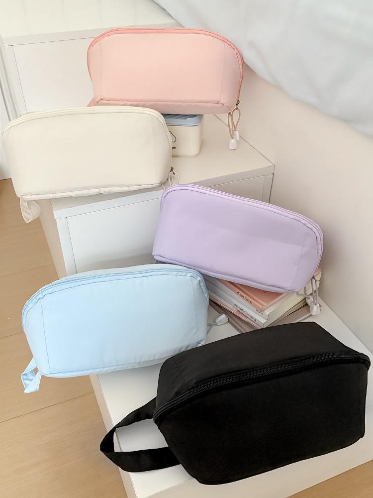 

Women Macaron Color WideOpening Tote Makeup Bag Case Simple INS Style Large Capacity Cosmetic Toiletry Bag for Business Travel