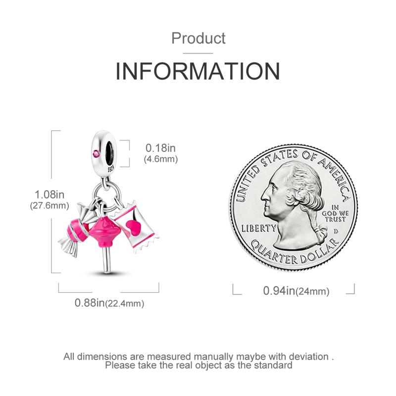 Cute Pink Sweet Candy Pendants Copper Original Beads Fit Original Charms Bracelet Beads Jewelry Gifts For Women