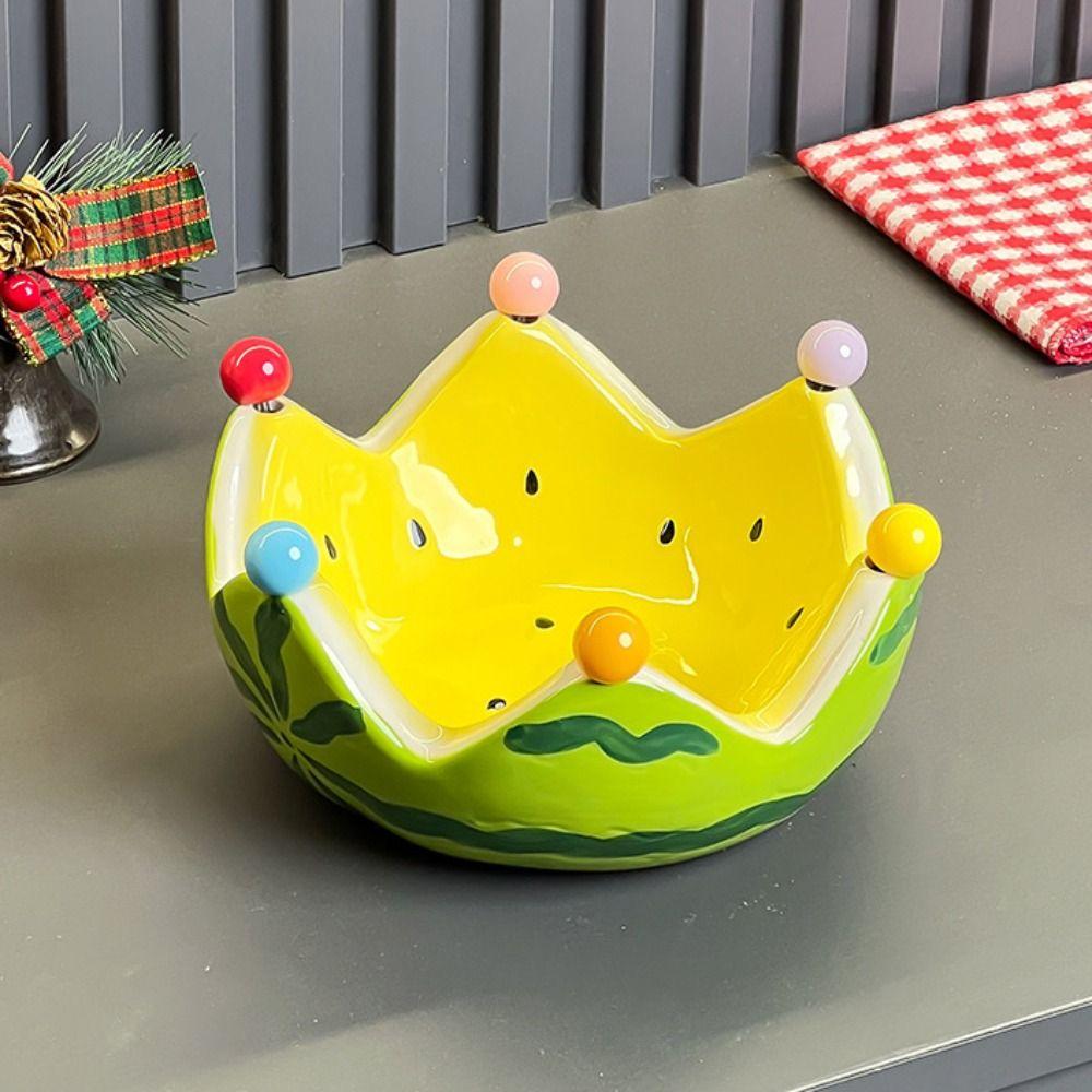 Cute Watermelon Shape Fruit Plate Large Capacity Storage Plate Dessert Salad Bowl  Food Picks