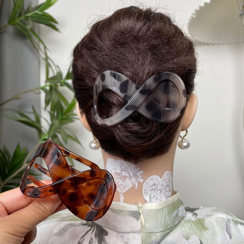 Fashion Leopard Polka Dot Hair Claw Clip - Frosted Figure-Eight Design