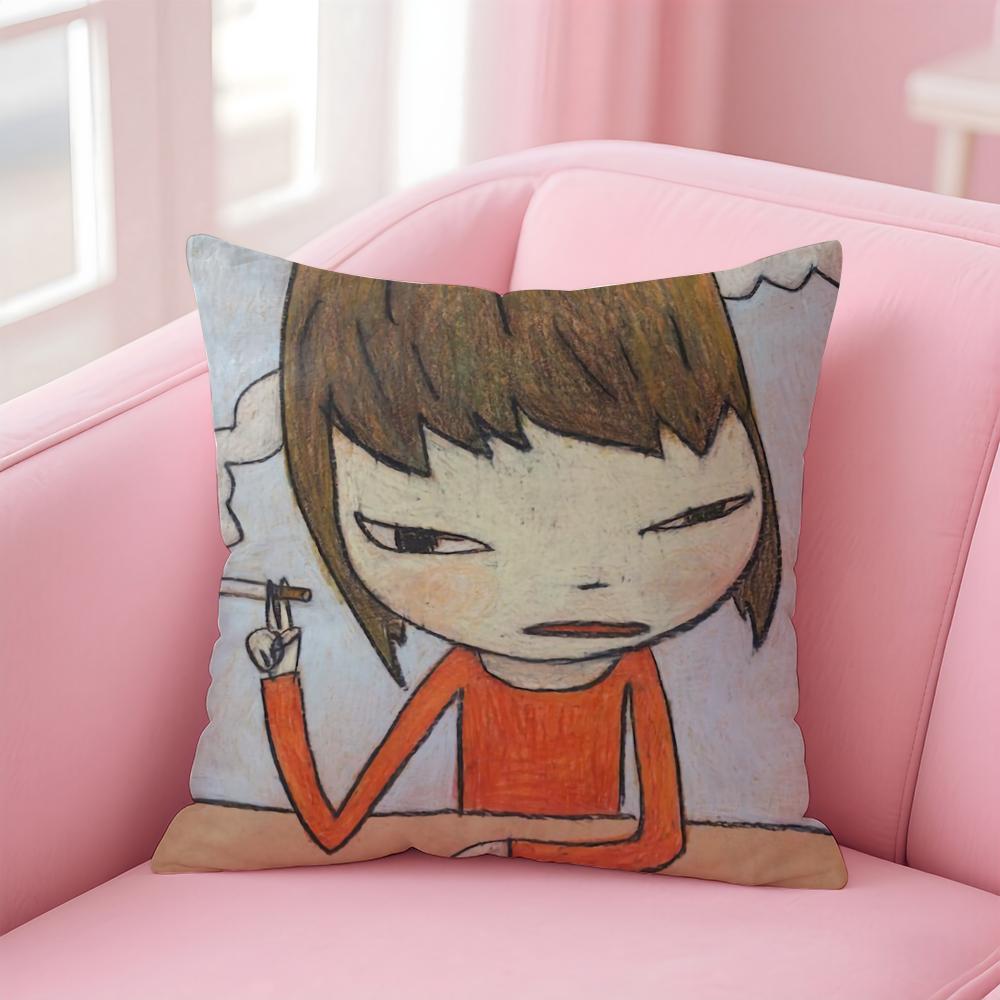 artist cute YYoshitomo NNara Cushion Cover Pillow Case Soft Friendly Fabric  Concealed Zipper