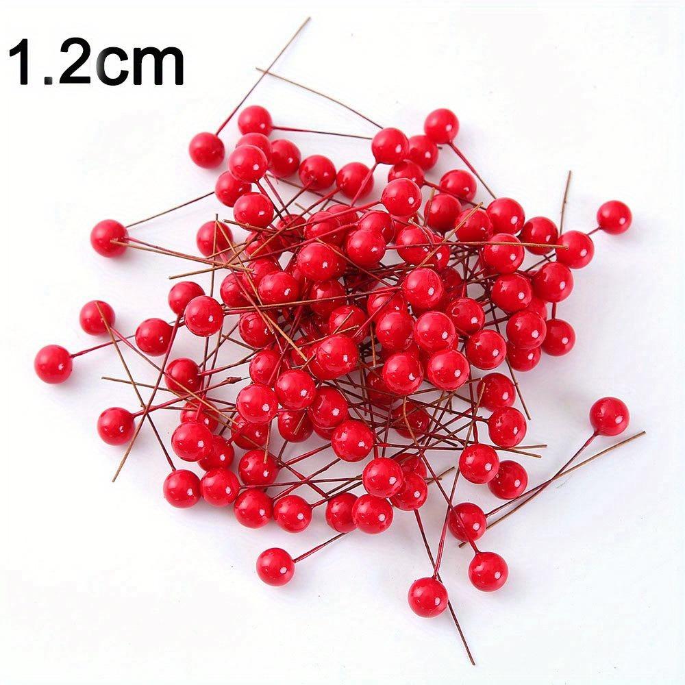 50/100pcs Artificial Holly Berries Mini Fake Berries Decor On Wire For Christmas Tree Decorations Flower Wreath DIY Craft