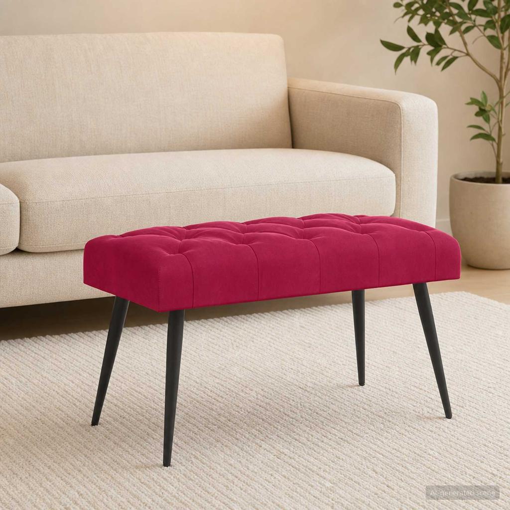 Bench with Button Tufting Wine Red 80 x 40 x 46 cm Velvet
