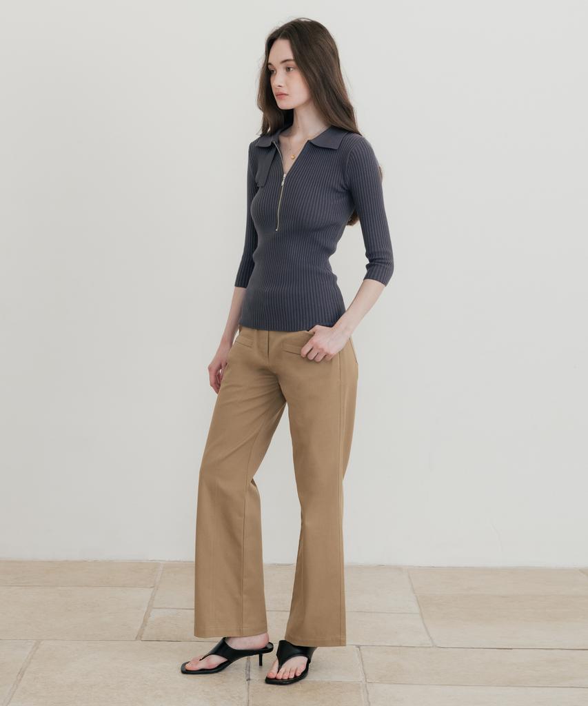 SSIN AND LEE (W) Lounge Half Knit Polo Shirt Charcoal