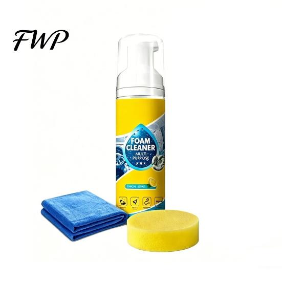 Sofa Stoffreiniger Schaum Multifunktional Spülfrei Tiefenreiniger Spray mit Schwamm Tuch Fleckenentferner für Auto Innenraum Küche Fett Bad