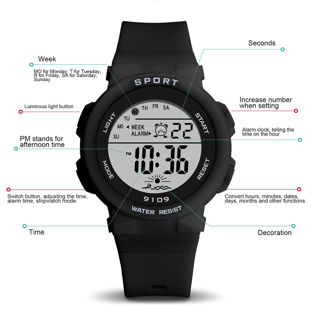 Fashionable Digital Watch Luminous Lights Waterproof Electronic Watches for Children