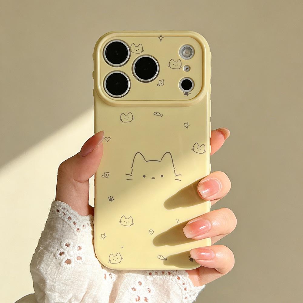 Line Kitten Is Suitable for iPhone17/17Pro Mobile Phone Case, Anti-drop Apple 16/15 Protective Case 14 New Women